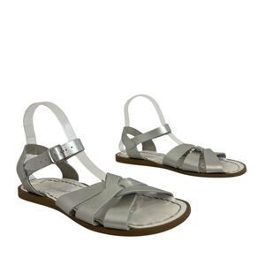 Salt Water Sandals Silver Leather Strappy Womens Size 7 Adjustable Buckle